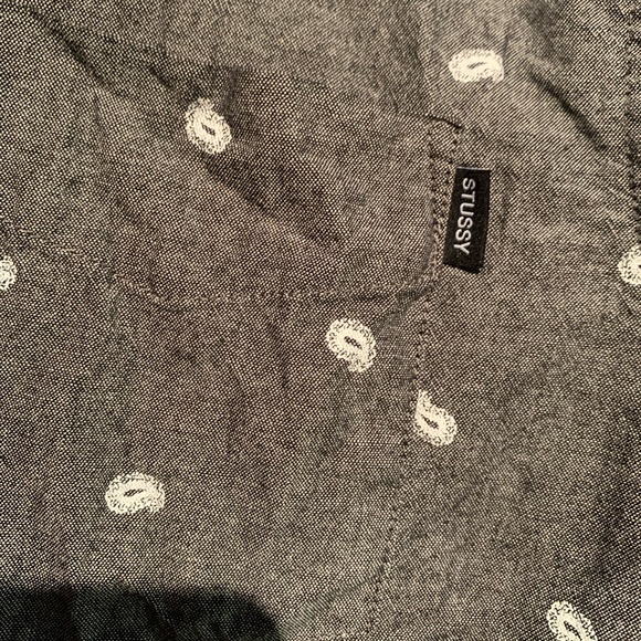 Stussy All Over White Paisley Print Long Sleeve Button Down Shirt M - Picture 3 of 8